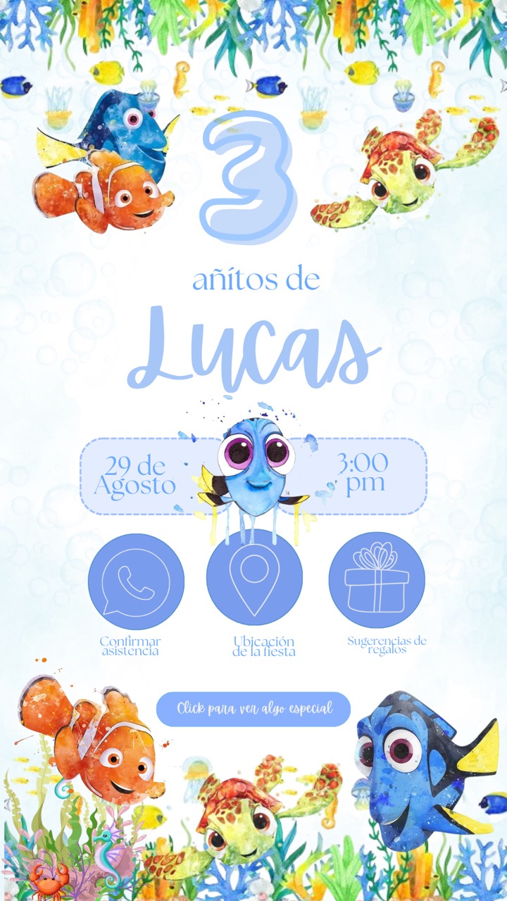 Invitación de Lucas, tema Nemo